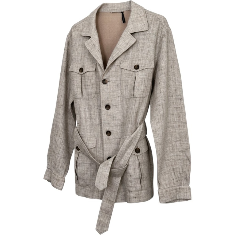 Suitsupply Sahara Int Safari Jacket Mens 48R Beige Cotton Linen Tessuti Sondrio